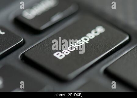 Backspace key on a laptop keyboard Stock Photo