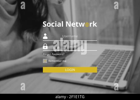 Concept of authorization or login for the social network. Stock Photo