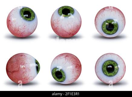 set of human eyeballs with green iris isolated on white background Stock  Photo - Alamy