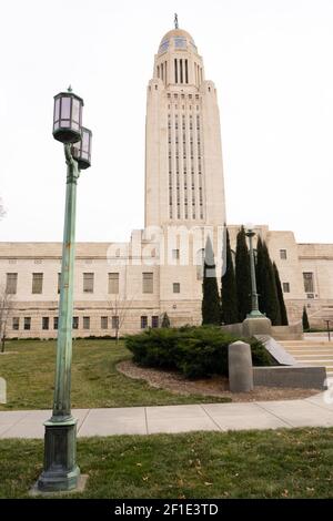 Lincoln Nebraska Capital Building Government Dome Architecture Stock Photo