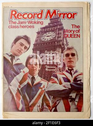 Old Vintage 1970s Edition of Record Mirror Pop Music Magazine The Jam Front Cover Stock Photo