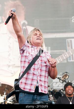 Mike Peters, lead singer of Big Country performing at Fairport Convention's Cropredy festival, UK in 2012 Stock Photo