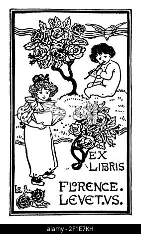 bookplate designed for Florence Levetus by author, poet and illustrator Celia Levetus Stock Photo