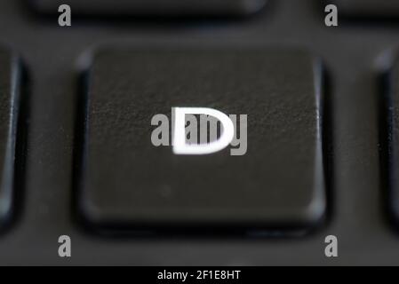 Letter D key on a laptop keyboard Stock Photo