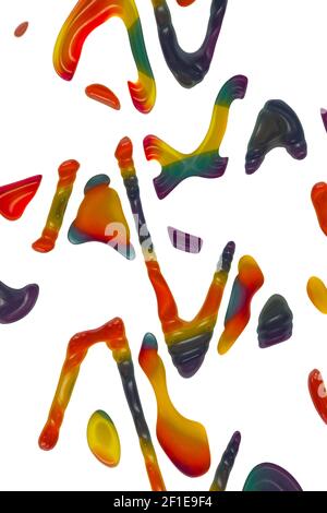 Rainbow colours coloured colourful abstract shapes on white background Stock Photo