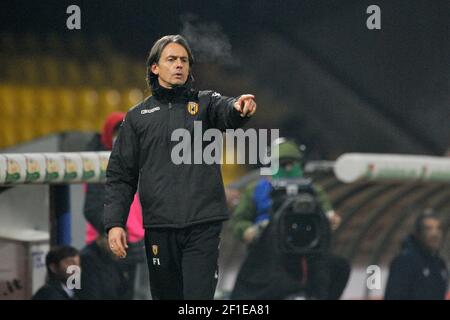 Filippo Inzaghi coach of Benevento, during the match of the Italian Serie A championship between Benevento vs Lazio, final result 1-1, match played at Stock Photo