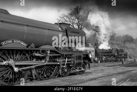 Flying Scotsman is a Pacific steam locomotive built in 1923 for the London and North Eastern Railway It was employed on long-distance express East Coa Stock Photo