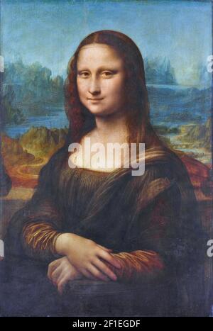 Leonardo da Vinci, Mona Lisa, 1503 - 1506, oil on panel. Loure Museum, Paris, France. Stock Photo