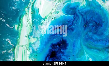 The colors of the aqueous ink are translucent. Abstract multicolored marble texture background Stock Photo