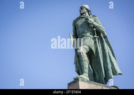 Leif Erikson statue in Reykjavik, Iceland Stock Photo