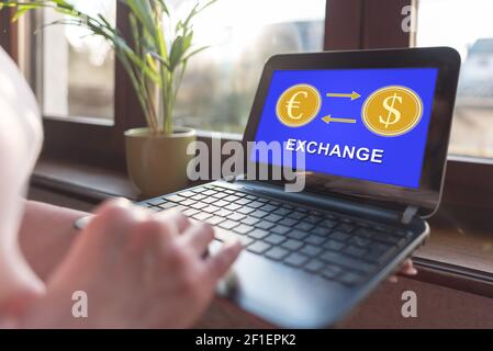 Laptop screen displaying an exchange concept Stock Photo - Alamy