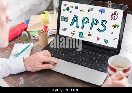 Apps concept shown on a laptop screen Stock Photo