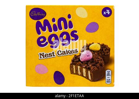 Box of Cadbury Mini Eggs Nest Cakes isolated on white background Stock Photo
