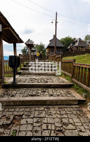 Drvengrad, Serbia- 18 September 2020: Kustendorf, traditional wooden village Drvengrad built by Emir Kusturica. Mokra Gora in Zlatibor surroundings Stock Photo