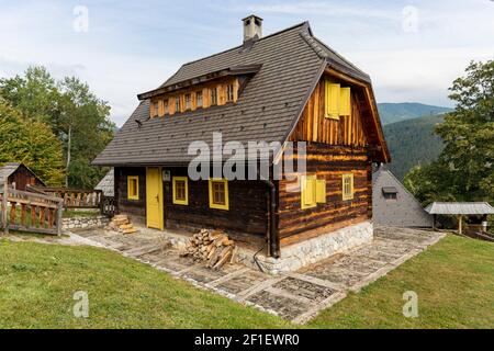 Drvengrad, Serbia- 18 September 2020: Kustendorf, traditional wooden village Drvengrad built by Emir Kusturica. Mokra Gora in Zlatibor surroundings Stock Photo