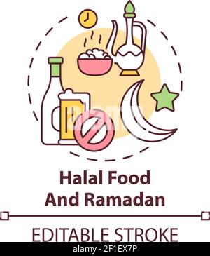 Halal food and ramadan concept icon Stock Vector