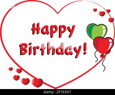 vector cartoon hear heart shape  Happy birthday card Stock Vector