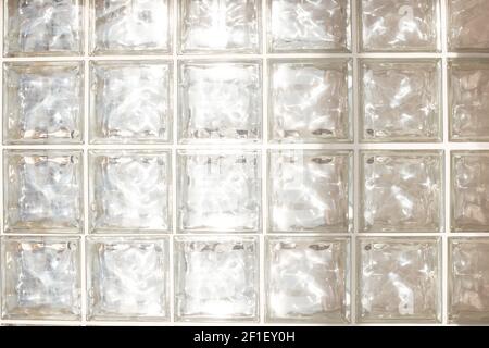 White glass brick wall - seamless texture. Close up Stock Photo