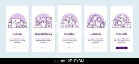 Business solutions onboarding app screen pages Stock Vector