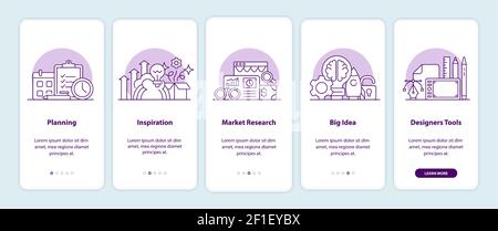Creativity onboarding app screen pages Stock Vector
