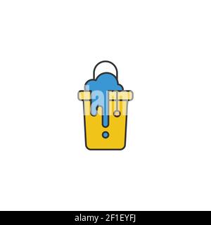 mop bucket with foam soap line icon linear style sign for mobile concept and web design bucket Stock Vector