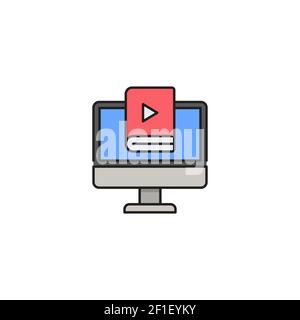 online- udio book line icon linear style sign for mobile concept and web design computer screen Stock Vector