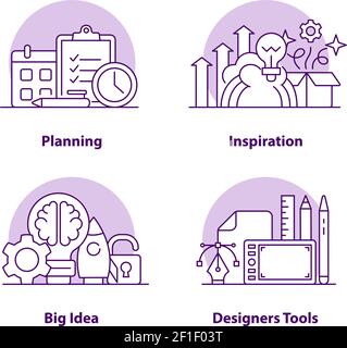 Business solutions creative UI concept icon set Stock Vector