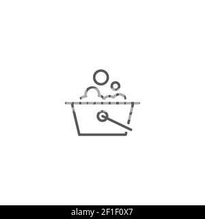 mop bucket with foam soap line icon linear style sign for mobile concept and web design bucket Stock Vector