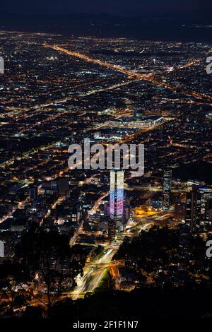 Night view of Bogota from Cerro de Monserrate, Colombia Stock Photo