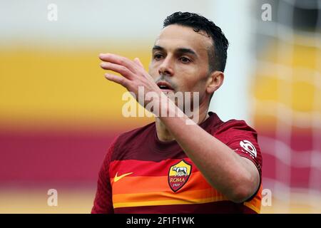 Rome, Italie. 07th Mar, 2021. Pedro Rodriguez of Roma reacts during the Italian championship Serie A football match between AS Roma and Genoa CFC on March 7, 2021 at Stadio Olimpico in Rome, Italy - Photo Federico Proietti/DPPI Credit: DPPI Media/Alamy Live News Stock Photo