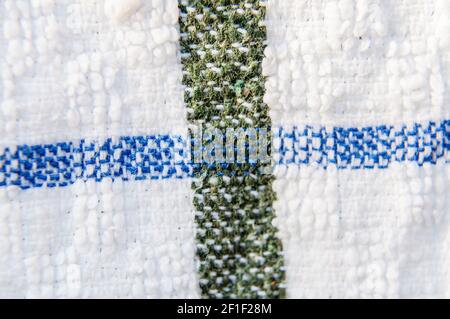 Blue and green checked tablecloth background texture Stock Photo