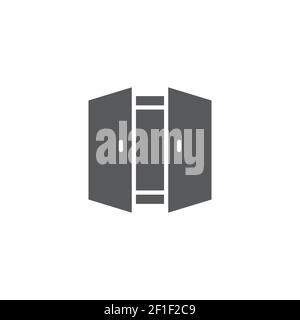 open double door outline icon linear style sign for mobile concept and web design exit doorway Stock Vector