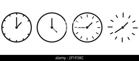 Vector Time and Clock icons set.Clocks icon collection design. Stock Vector