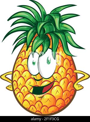 Happy Pineapple character cartoon illustration Stock Vector