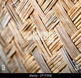 A wall build on wicker bamboo Stock Photo