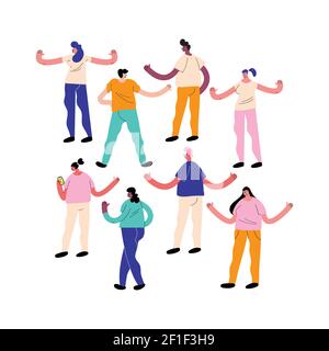 eight friends group avatars characters Stock Vector