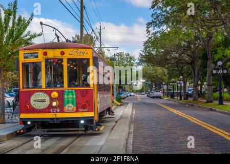 TECO Line Streetcar operating from Tampa Bay to the historic Ybor City Stock Photo