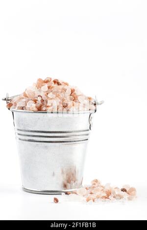 Silver Bucket on White Stock Photo