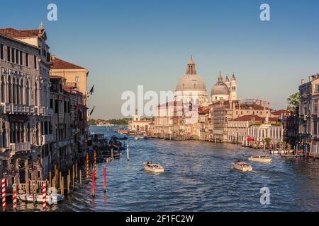The Gran Canal in Venice with the Basilica Santa Maria Della Salute Stock Photo