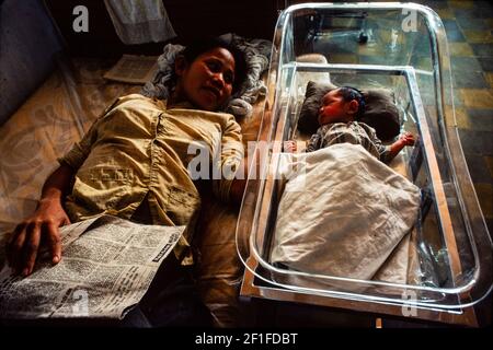 Chilren in the TB ward at the Hanoi Hospital, Hanoi, North Vietnam, June 1980 Stock Photo