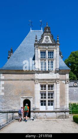 Chapel entrance, Villesavin Castle, Tour-en-Sologne, Loir-et-Cher Department, The Loire Valley, France, Europe Stock Photo