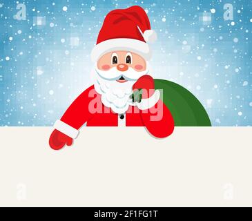 Happy Santa Claus over white blank Stock Vector