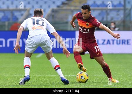 Rome, Italy. 07th Mar, 2021. Pedro (R) of AS Roma during the Serie A match between AS Roma and Genoa CFC at Stadio Olimpico, Rome, Italy on 7 March 2021. (Photo by Roberto Ramaccia/INA Photo Agency) Credit: Sipa USA/Alamy Live News Stock Photo