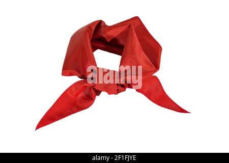 Silk scarf or red tie isolate on white background close-up. Stock Photo