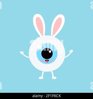 Easter cute bunny eye ball icon. Stock Vector