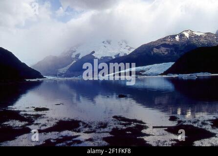 Patagonia Argentina, Santa Cruz province.Sunrise on Onelli Bay in Argentino Lake (scanned from colorslide) Stock Photo