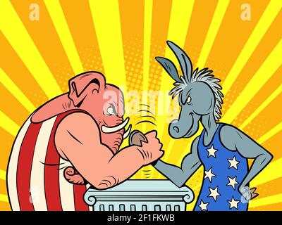 republicans and democrats donkey and elephant Stock Vector