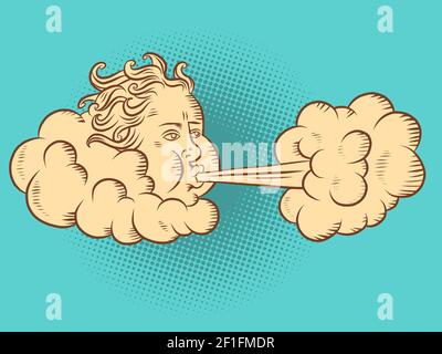 the wind is not blowing. head in the cloud Stock Vector