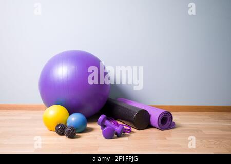 Professional equipment for fitness classes at home Stock Photo