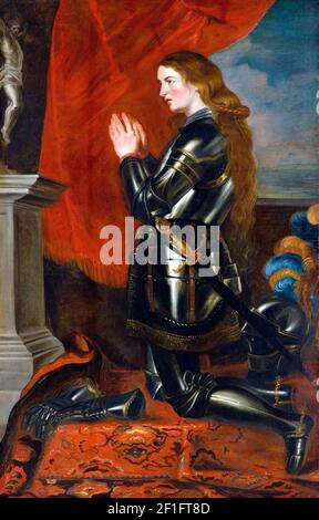 Joan of Arc. Portrait painting by the workshop of Peter Paul Rubens, oil on canvas, c.1620 and after 1640 Stock Photo